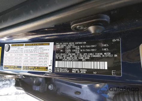 2015 Toyota 4Runner Sr5 Premium from USA, damaged, VIN JTEBU5JR9F5247211